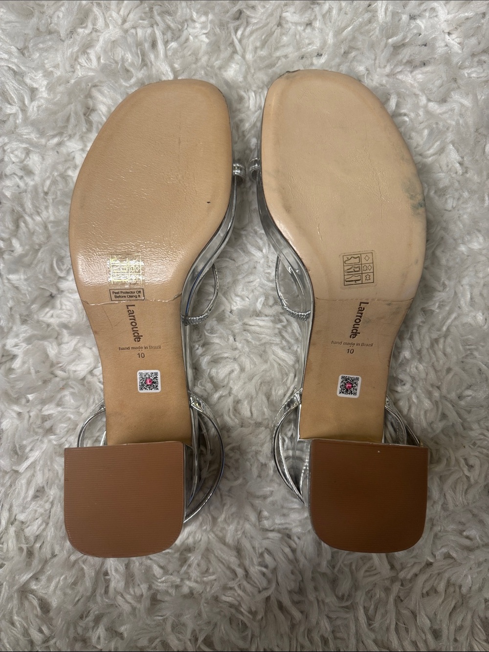 Larroude Silver Strappy Ankle-Wrap Sandals - Size 10 - Picture 4 of 4